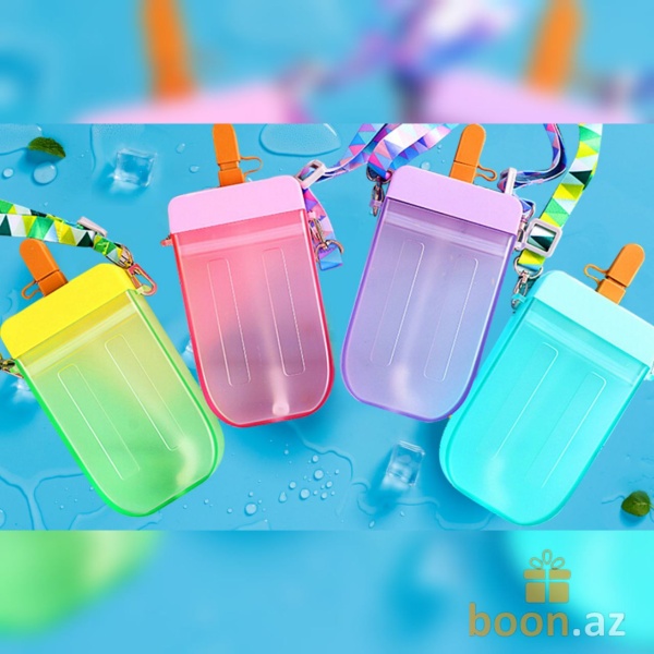 Бутылка для воды в форме "Эскимо" с трубочкой  Ice cream bottle